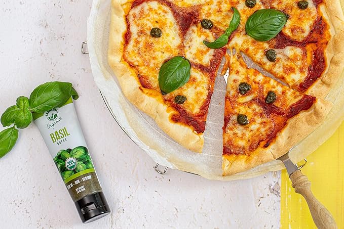 Aroma One Basil Puree Paste - Organic Herb Concentrate for Cooking, Seasoning & Sauces - Fresh Flavor Enhancer, Non-GMO, Gluten-Free, Vegan - Easy Squeeze Tube, Kitchen Must-Have - 80g (2-Pack)