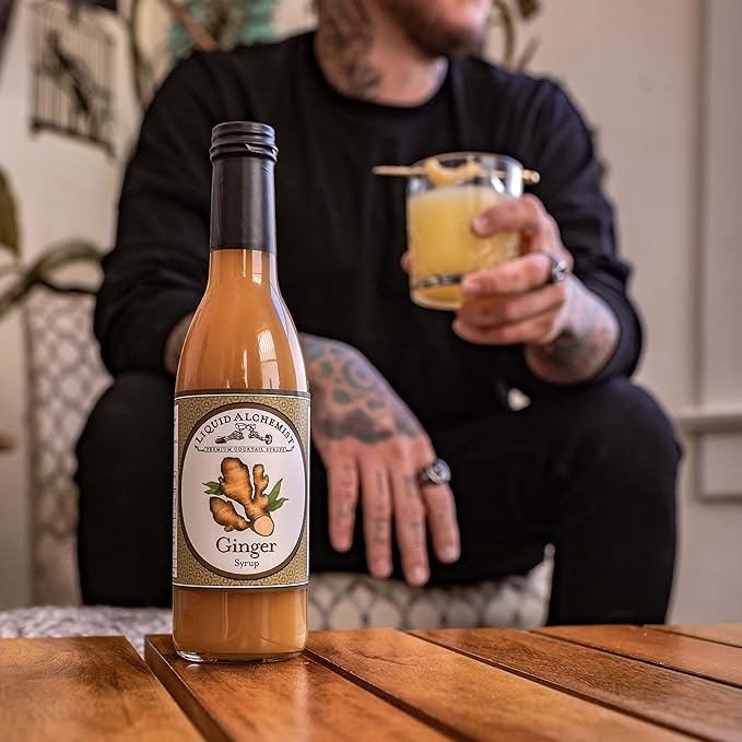 Liquid Alchemist Ginger Syrup for Cocktails - Real Ingredients Make our Liquid Ginger Puree for Cocktails the Perfect Moscow Mule Syrup - Our Non-GMO Vegan Drink Mixer Lasts Up to 2 Years (25.4 oz)