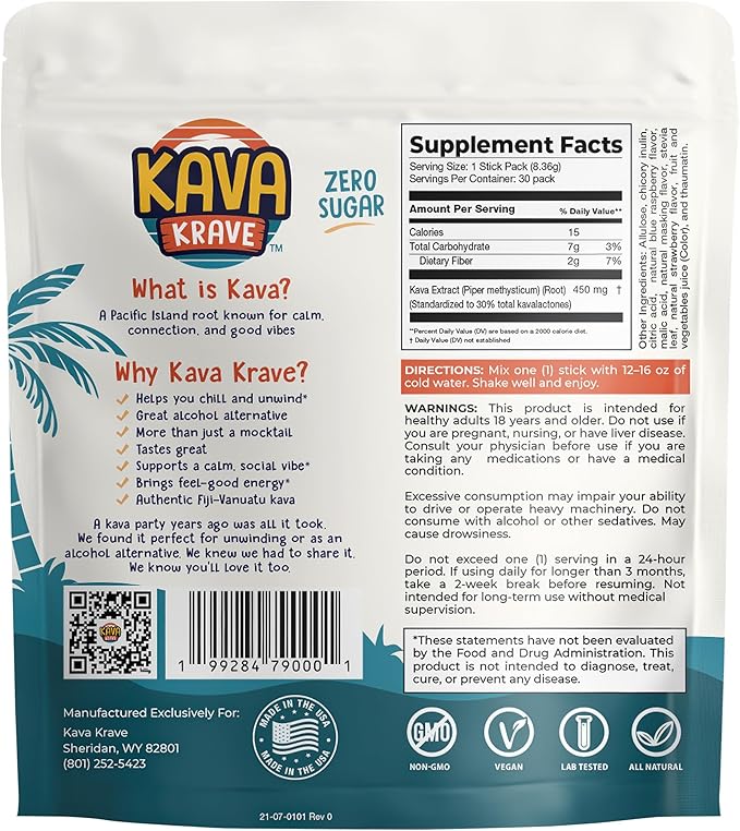 Citrus Berry Kava Drink Mix ??30 Pack for Natural Energy, Mood Support, Stress Relief & Nootropic Focus
