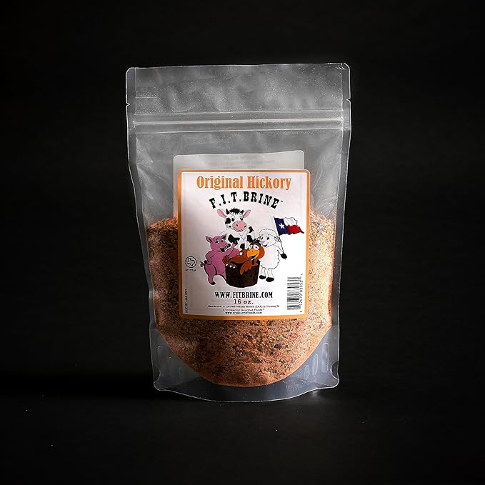 FIT Brine - Original Hickory, 16oz | Premium Meat Tenderizer & Seasoning | Adds Smoky Flavor & Juicy Texture | All-Natural, Easy-to-Use for Beef, Chicken, Pork, Salmon & More! Quality Made in Texas.