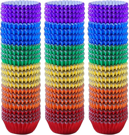 Elcoho 600 Pieces 1.25 Inch Mini Foil Metallic Cupcake Liners Muffin Paper Cases Baking Cups, 6 colors