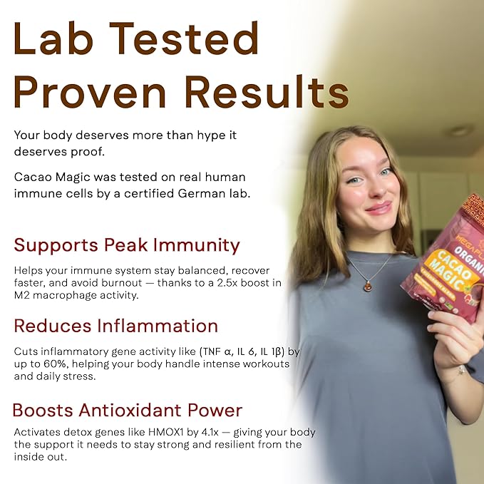 MegaPlants Cacao Magic (50 Servings) | Superfood 5 Mushroom Blend | Lions Mane, Reishi, Chaga, Cordyceps, Turkey Tail | Smoothie, Hot Chocolate, Coffee Alternative