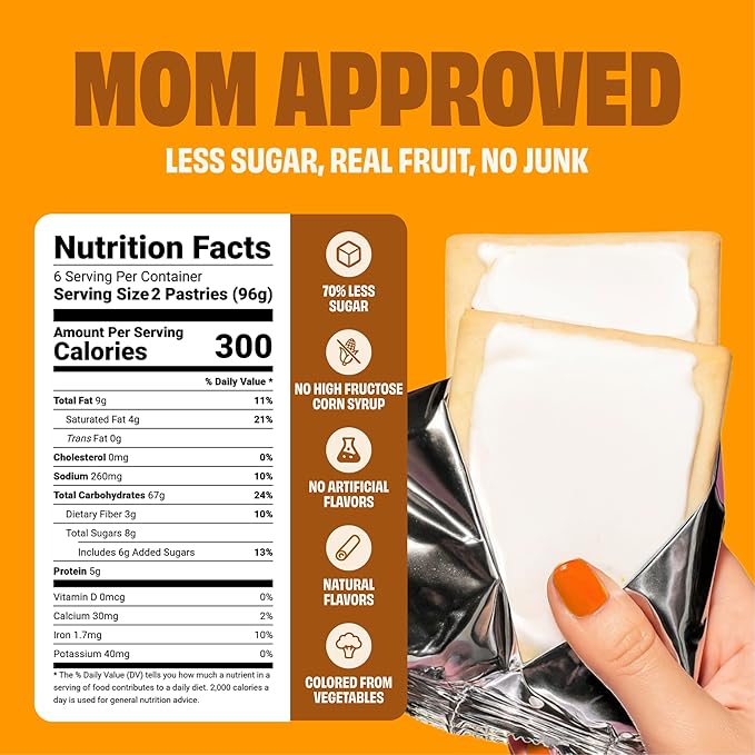 Smart Tart Toaster Pastries Maple Cinnamon - Low Sugar Snacks, Healthy Breakfast Pastry, On the Go Snack - Only 6g Added Sugar - 12 Count