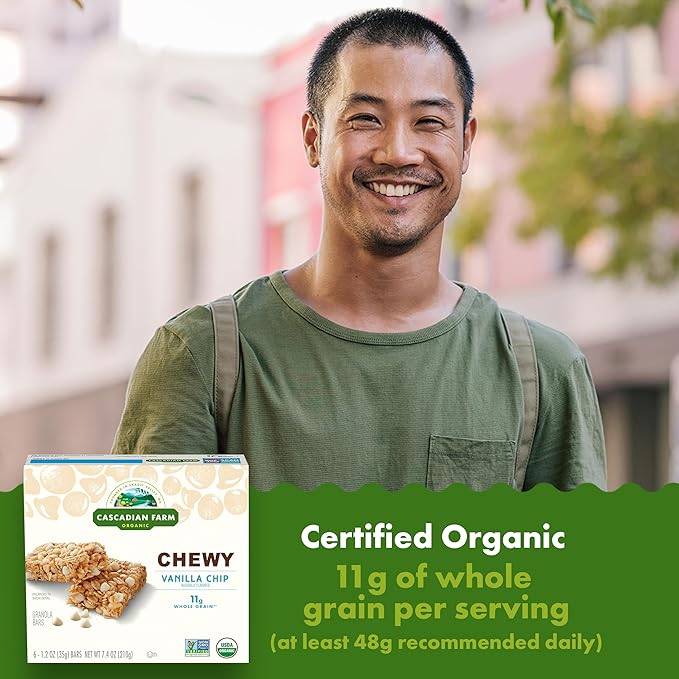 Cascadian Farm Organic Vanilla Chip Chewy Granola Bars, 6 Bars, 7.4 oz. (Pack of 4)