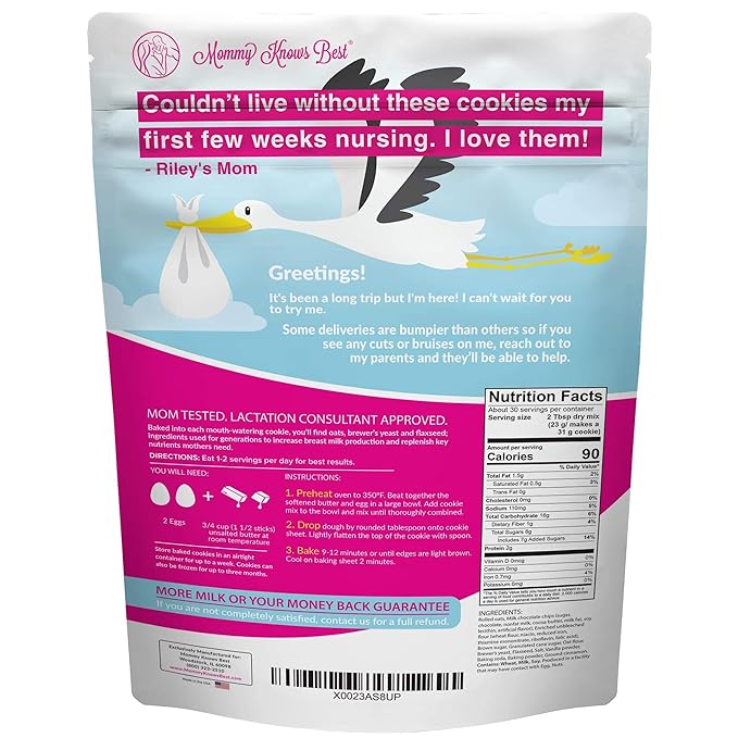 Lactation Cookies Mix - Oatmeal Breastfeeding Cookie Supplement Support for Breast Milk Supply Increase (Chocolate Chip, 1.5 Pound (Pack of 1))