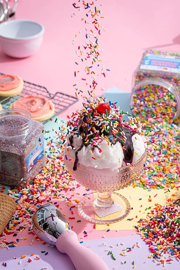 Rainbow Sprinkles - 1.6 Pounds - Ice Cream Sundae Toppings - Colorful Rainbow Jimmies for Cake Decorating, Baking, Cupcakes, Cookies