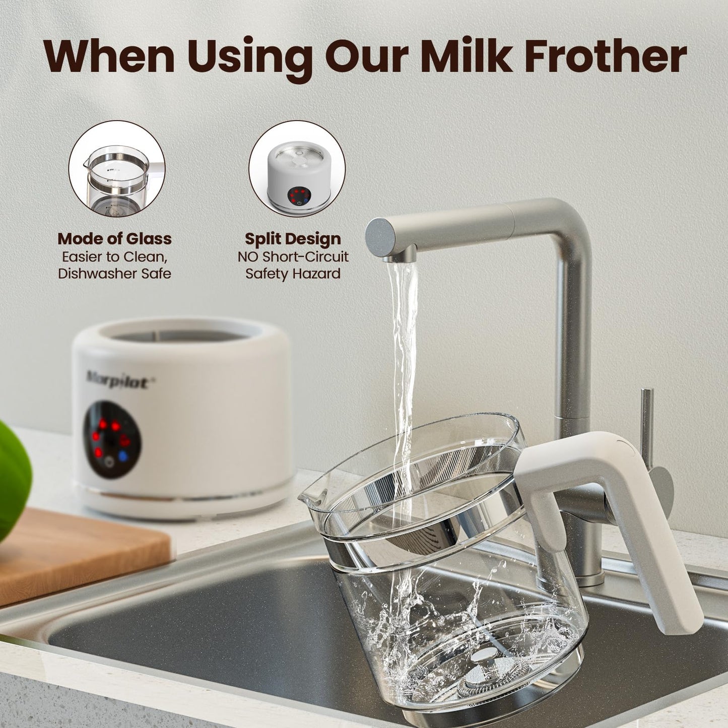 Large Electric Milk Frother and Steamer, 16.9oz/500ml Milk Steamer and Frother for Latte or Hot