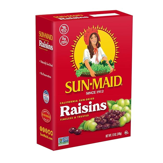 Sun-Maid California Sun-Dried Raisins - (12 Pack) 12 oz Sharing-Size Box - Dried Fruit Snack for Lunches, Snacks, and Natural Sweeteners