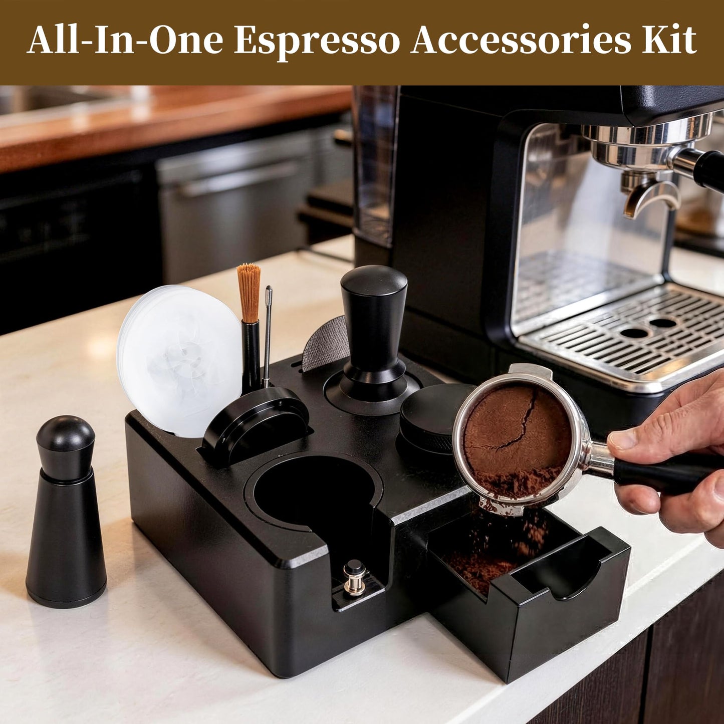 Aollewoiti 9 PCS 51mm Espresso Accessories Kit with Tamper Station