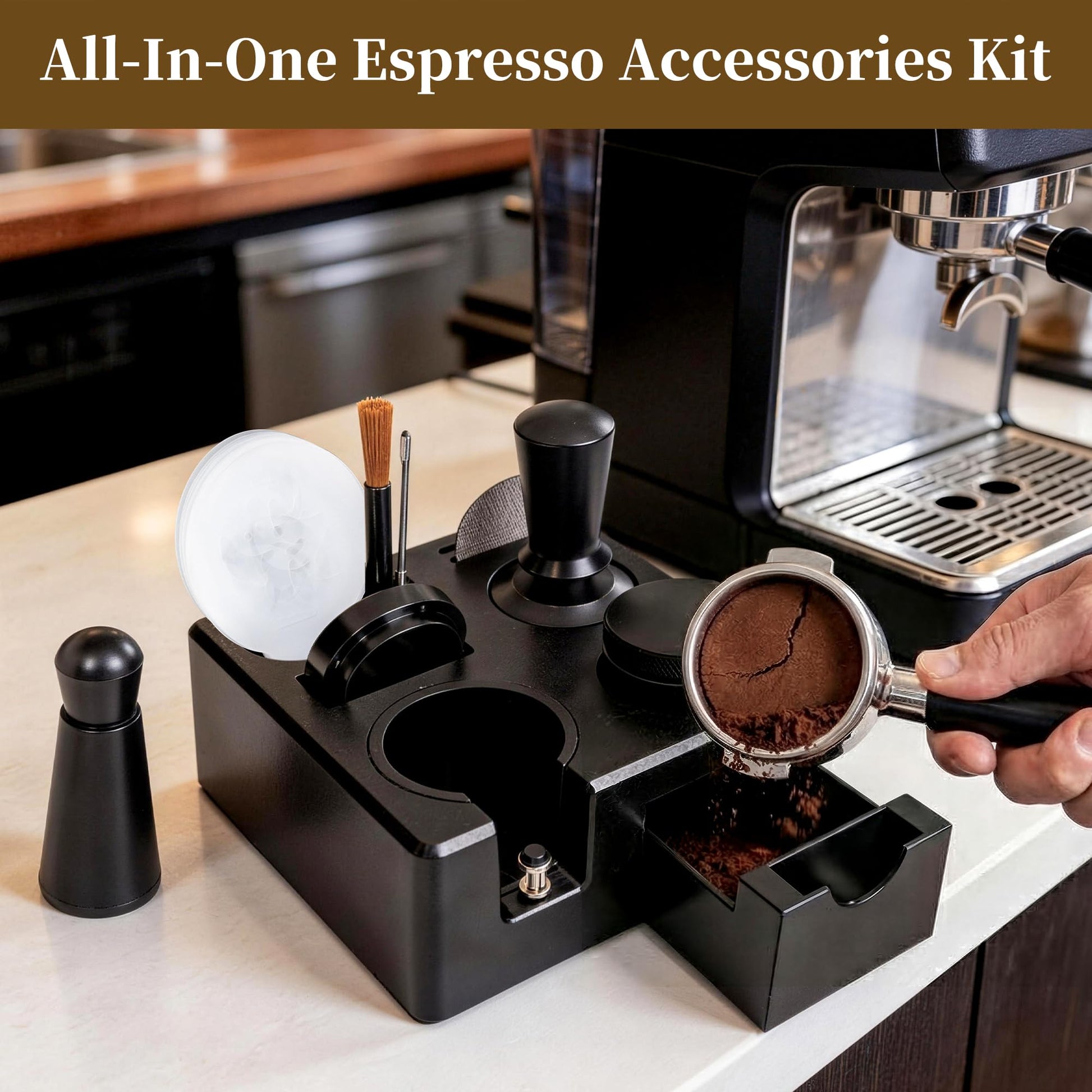 Aollewoiti 9 PCS 51mm Espresso Accessories Kit with Tamper Station