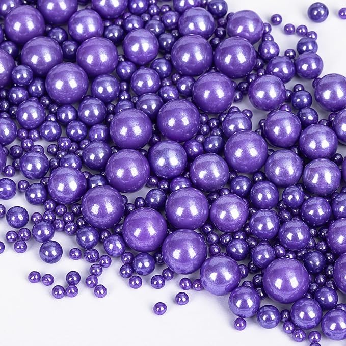 Edible Purple Pearl Sprinkles for Cake Decorating,Halloween Pearls Sugar Sprinkle,130g/4.58oz Mix Size,Baking Edible Cake Decorations Candy,Cupcake Toppers,Cookie Decorating Donuts Ice Cream Toppings,Party Supplies