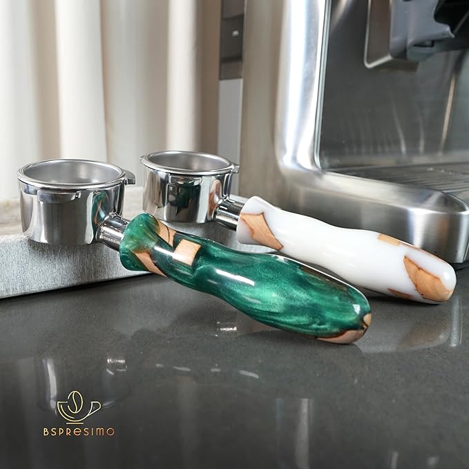 54mm Bottomless Portafilter Modern Handle ??Includes Stainless Steel Naked Basket ??Fits Breville Barista Express & 54mm Breville Espresso Machines - Espresso Machine Accessories ??Green