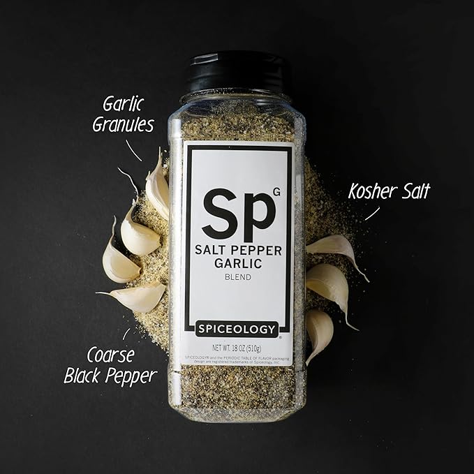 Spiceology – Salt Pepper Garlic (SPG) Seasoning – Premium Blend for Beef, Pork, Poultry & Veggies – Ideal as Steak Rub, BBQ Seasoning & All-Purpose Meat Rub – 18 oz