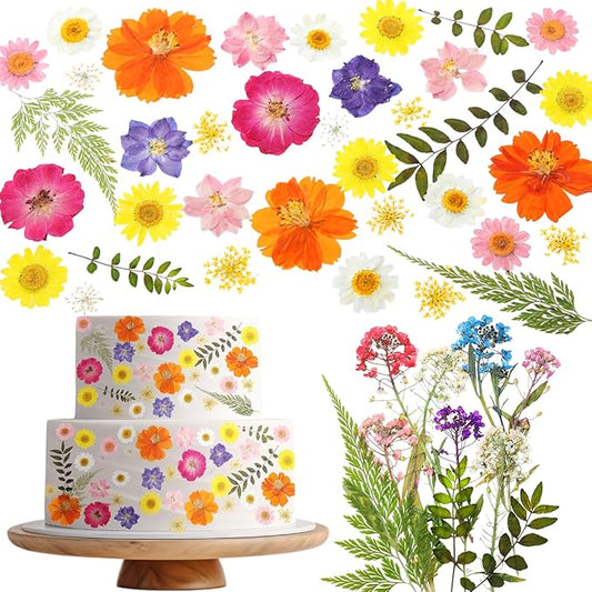 96 Pcs Natural Dried Pressed Flowers for Cake Topper Decorating Cupcake Toppers Cocktails Resin Jewelry Making DIY Art Crafts