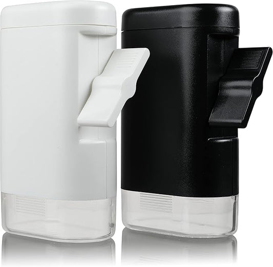 Pepper, Peppercorn & Salt Grinder-Mill Set by PepperMate - Easy-To-Fill, Gourmet, Ceramic Refillable Hand-Operated w/Measuring Cup, Precision Grind for Coarse or Fine Grinding (Black and White)