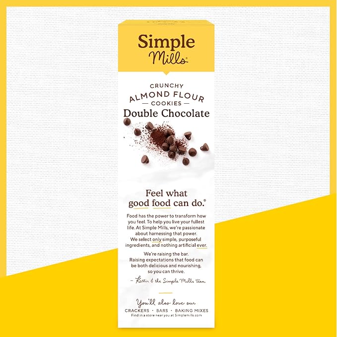 Simple Mills Almond Flour Double Chocolate Chip Cookies, Gluten Free and Delicious Crunchy Cookies, Organic Coconut Oil, Good for Snacks (Packaging May Vary), 5.5 Ounce (Pack of 3)