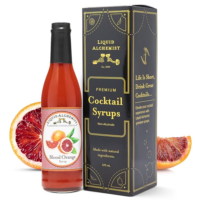 Liquid Alchemist Blood Orange Syrup for Cocktails - Real Ingredients Make this the Perfect Winter Cocktail or Margarita Mix - Non-GMO Blood Orange Sour Mix (25.4 oz)