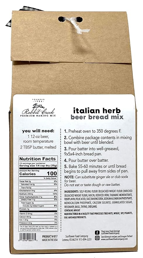 Rabbit Creek Beer Bread Mix Variety Pack of 2 ??Classic Beer Bread and Italian Herb Beer Bread Mix, Easy to Make, Breadmaker Not Needed
