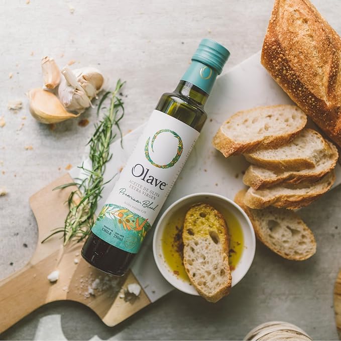 Olave Chilean Olive Oil ??Extra Virgin Blend ??First Cold Press ??Flavorful for Salads, Veggies, Bread and Soup ??Premium Olive Oil (Pack of 4, Premium 16.9)