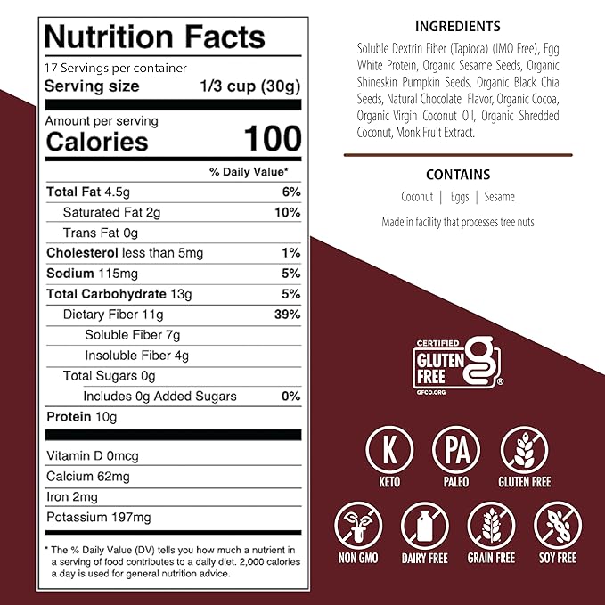 Julian Bakeryì§?ProGranolaì§?Cereal | Chocolate | 10g Protein | Paleo | 2 Net Carbs | Gluten-Free | Grain-Free | 17 Servings