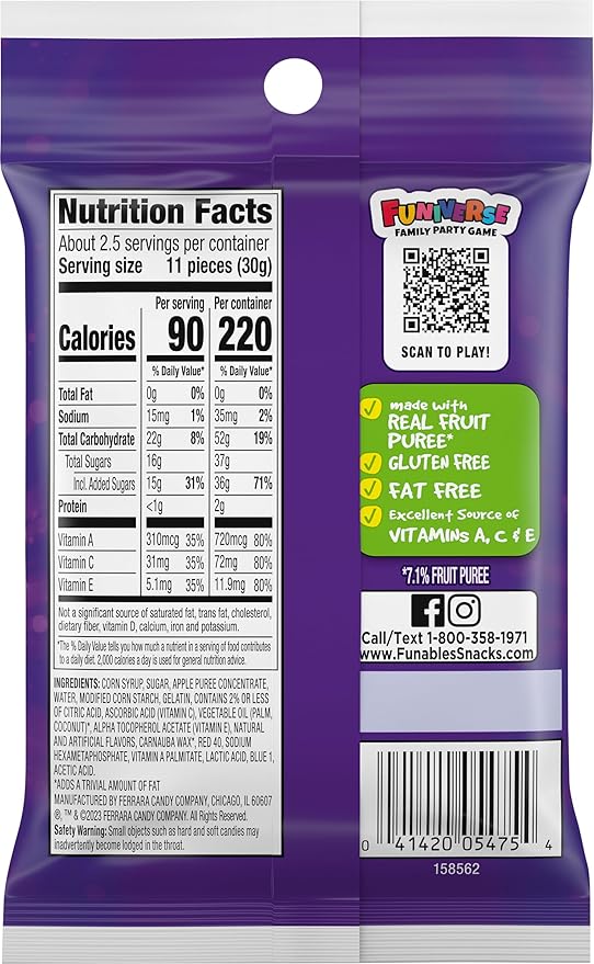 Funables Fruit Snacks, Mixed Berry Snacks, 2.5 Ounce Pouches (Pack of 96)