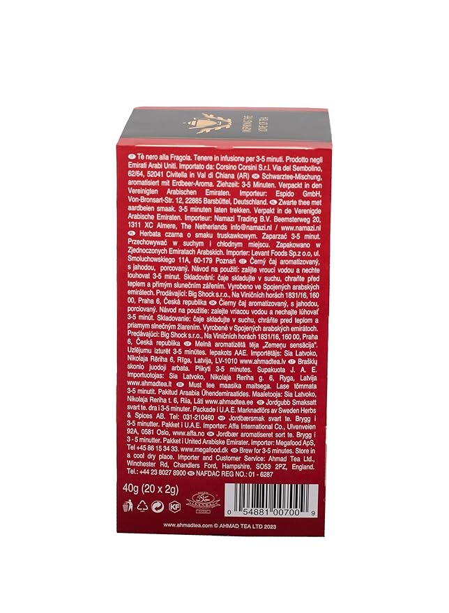 Ahmad Tea Strawberry Sensation Black Tea, 20-Count Boxes (Pack of 6)