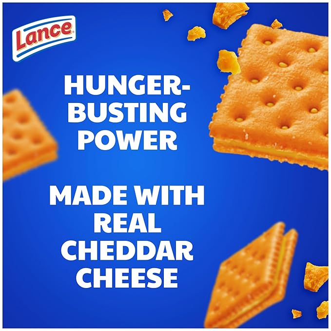 Lance Sandwich Crackers, ToastChee Cheddar, 10 Individually Wrapped Packs, 6 Sandwiches Each