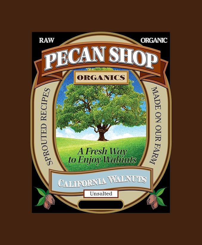 Pecan Shop Sprouted Organic Raw California Walnuts, High halves Count, Unsalted, 20 Pound