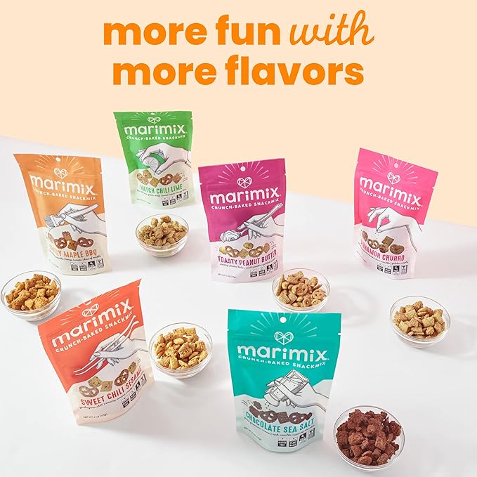 Marimix Snack Mix | Smokehouse BBQ 3 Pack | Crunch Baked Sweet & Salty Savory Plant Based Naturally Gluten Free Whole Grain Fiber Charcuterie Pretzel Trail Party Mix | No Artificial Ingredients