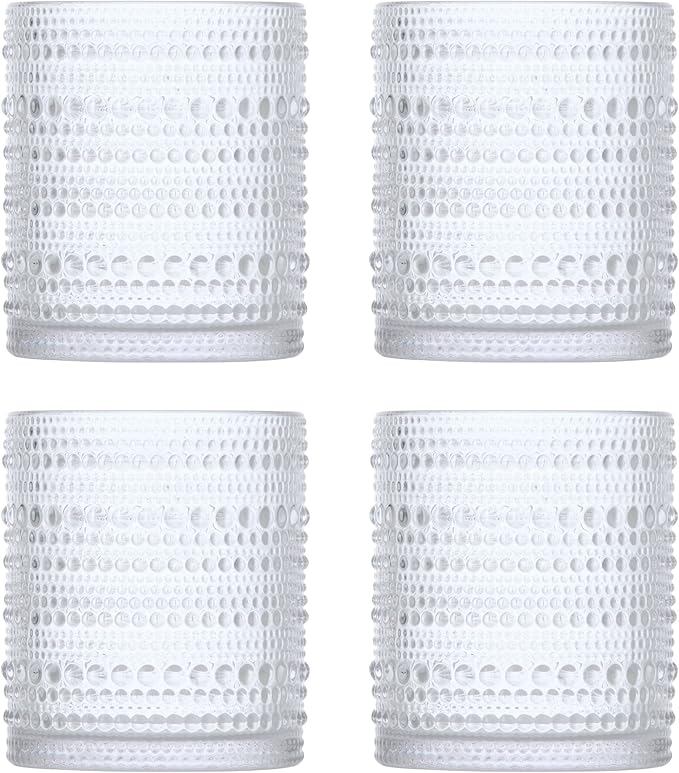 Fortessa Orbetto Outdoor Hobnail Plastic Drinkware Collection, DOF Beverage Cocktail Glass 4 Pack, 10.5 Ounce, Clear