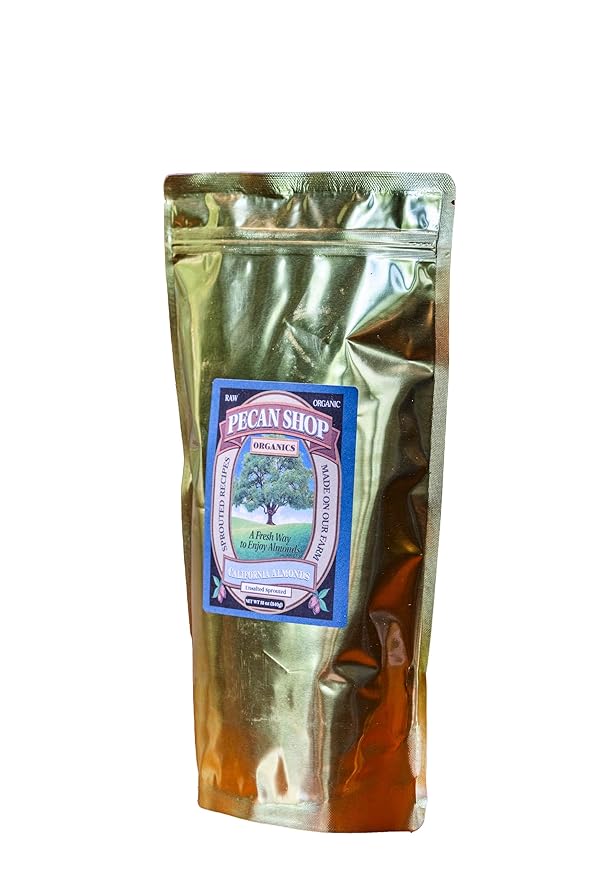 Pecan Shop Sprouted Raw Organic California Almonds 12 oz-Unsalted Family Recipe Crispy