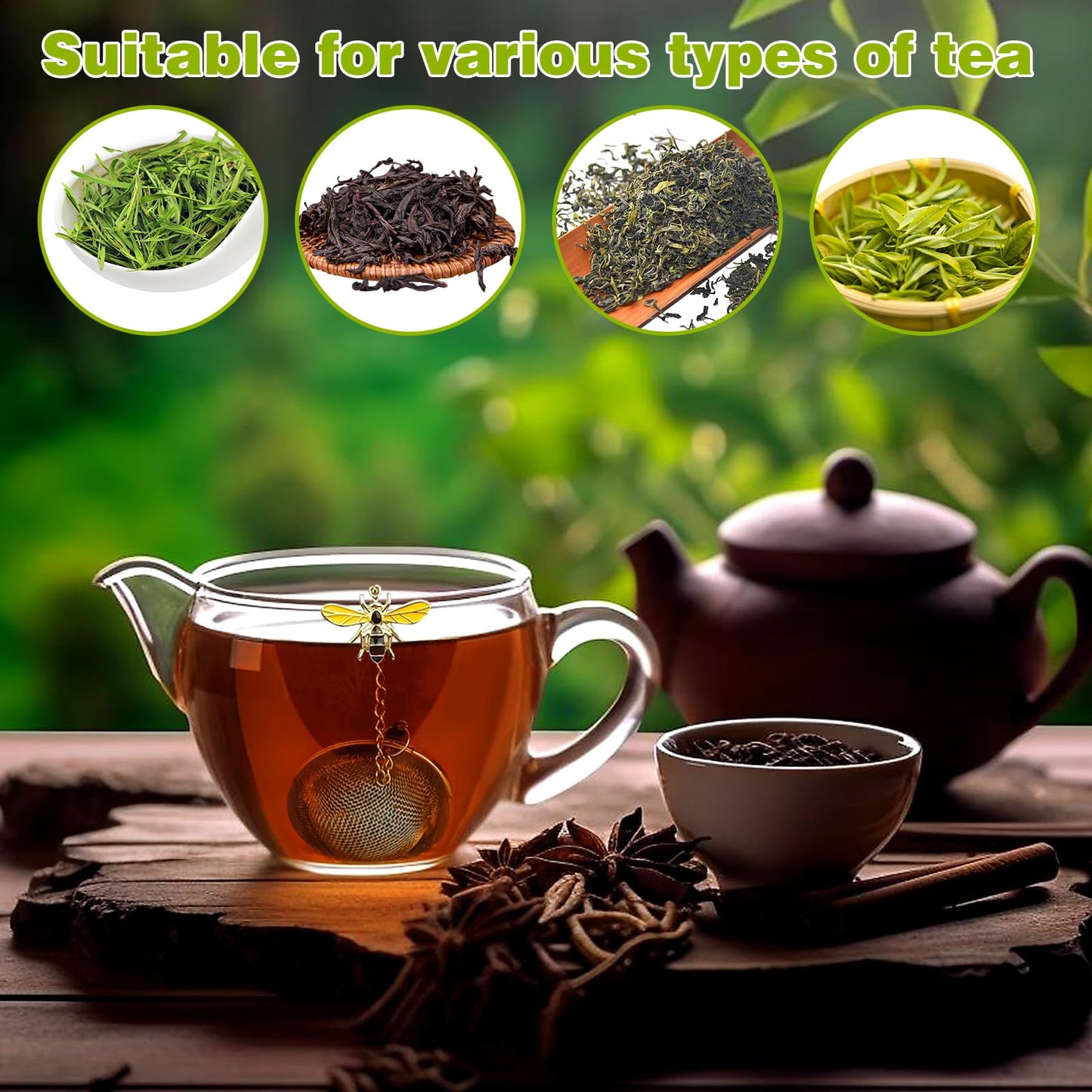 2PC Stainless Steel Mesh Tea Infuser,2.1 inch Tea Ball with Honey Bee