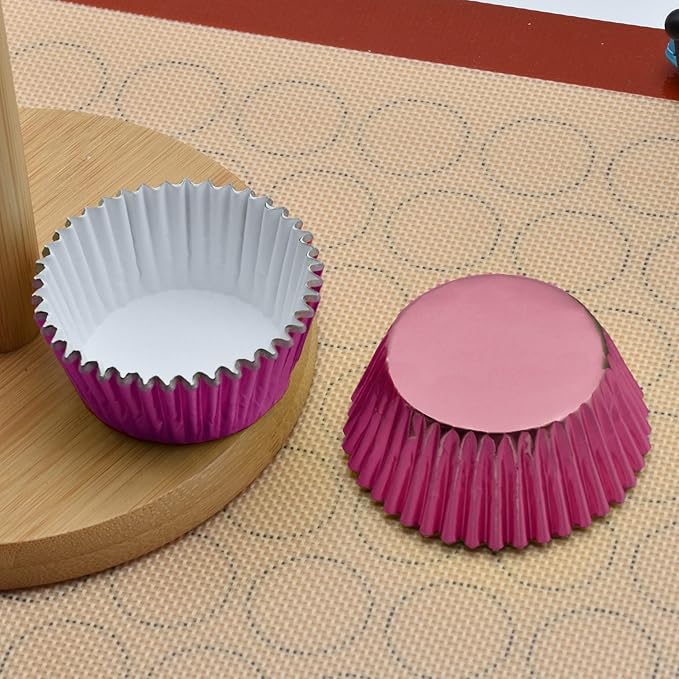 200 Pcs Pink Foil Cupcake Liners Standard Baking Cups Muffin Paper Cases