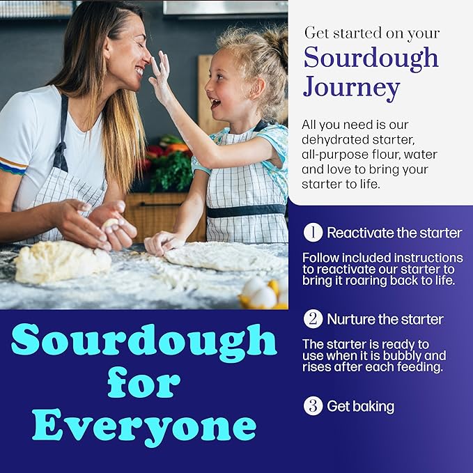 Mature Sourdough Starter Culture ??100+ Years Old Dehydrated Sourdough Starter Kit for Delicious Homemade Sourdough Bread ??All-Natural and Organic - Beginner Friendly, Fast reactivation and Expert Support