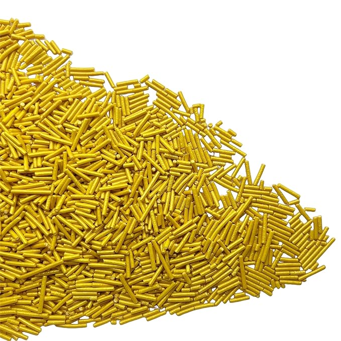 SE Si&Moos Gold Jimmies Sprinkles Gold Sprinkles for Cake Decorating Edible Crunchy Jimmies for Topping Ice Cream, Cookies, Cakes, Cupcakes, Dessert Decorating 3 OZ
