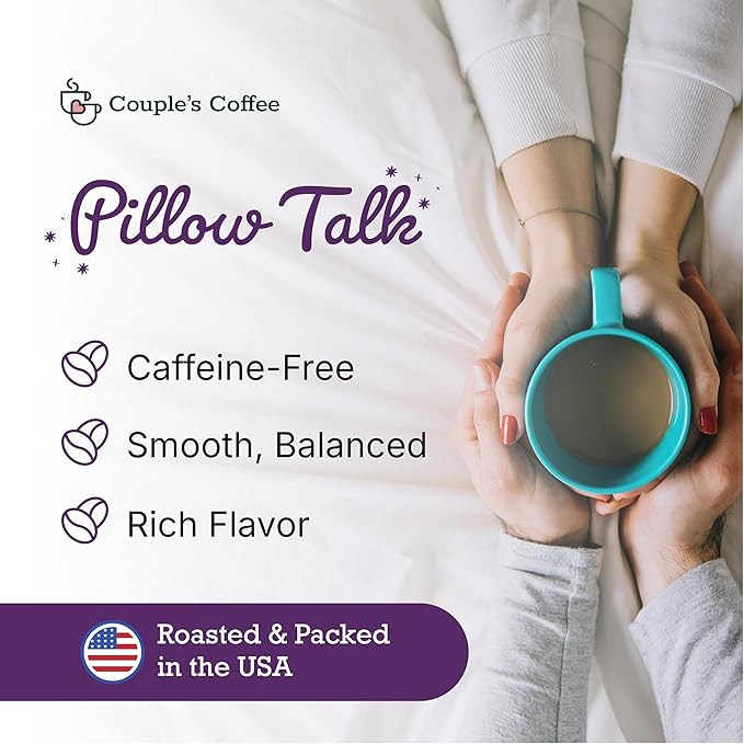 Couple?™s Coffee Ground Coffee | Gives Back to Military Families | Pillow Talk | Medium Roast Decaf Coffee | Made with 100% Arabica Beans | 12oz bag brews about 34 cups