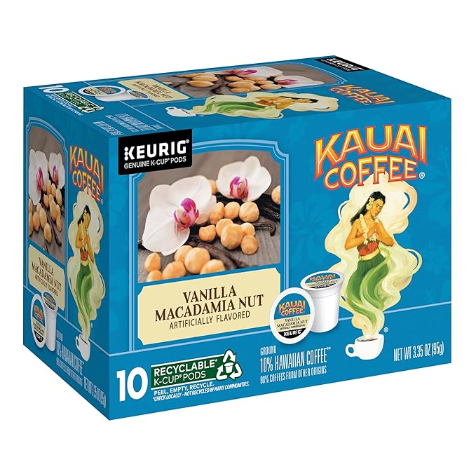 Kauai Coffee K-Cup Pods for Keurig Brewers – Arabica Coffee, 10% Hawaiian – Mild, Medium and Dark Roast, Rich, Smooth, No Bitterness – Six Flavors, 6 Packs of 10 Single Serve K-Cups