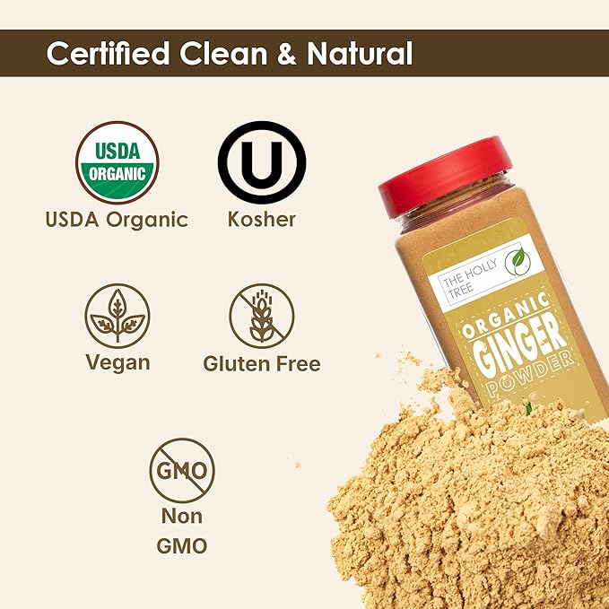 Organic Ginger Powder 12.70 oz – Ground Ginger Powder Organic for Cooking, Baking & Tea – Kosher, Gluten Free, USDA Certified – The Holly Tree