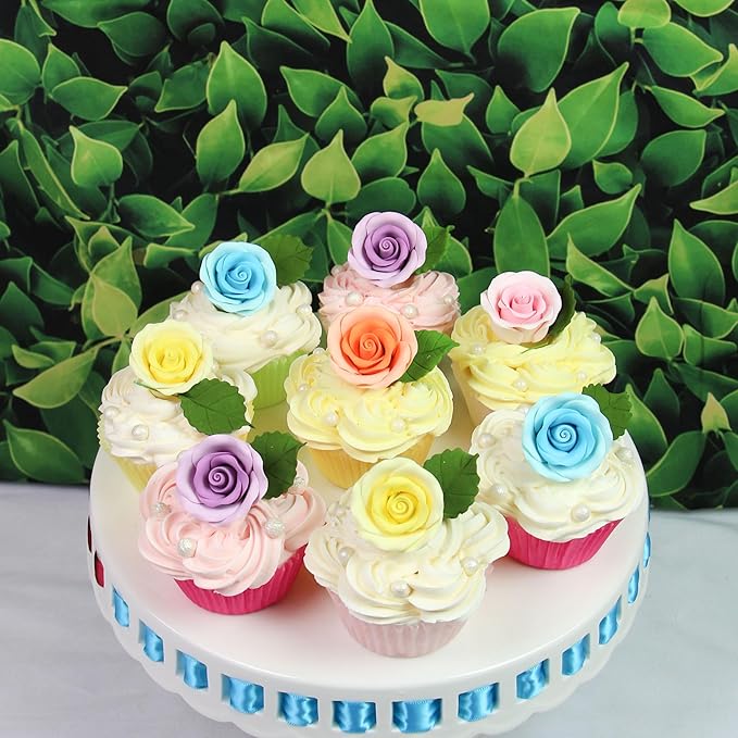 Global Sugar Art Premium Edible Roses, Assorted Spring Colors, Unwired, Medium 1.5 inches, 12 Count by Chef Alan Tetreault