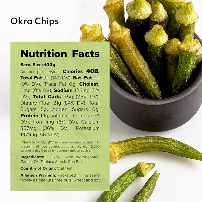 NUTS U.S. - Okra Chips | Sea-Salted | No Color Added and No Sugar Added | Natural | Delicious And Healthy, Bulk Chips!!! (Okra Chips, 2 LBS)