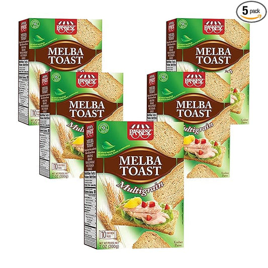 Only Kosher Candy Melba Toast Flatbread Crackers Classic Multigrain Kosher Parve with No Artificial Flavor, Fresh Natural Ingredients, Kosher Certified Delicious Snack Crackers (Pack of 5)