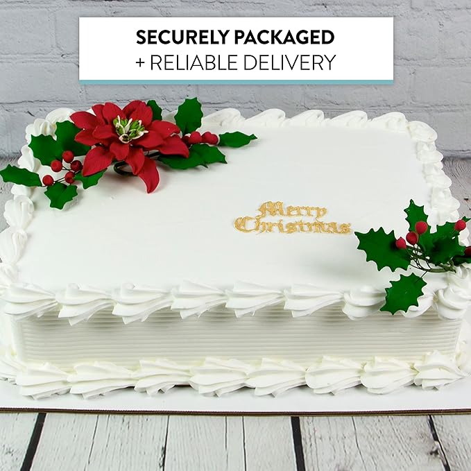 Global Sugar Art Large Poinsettia Christmas Kit Sugar Cake Flowers & Holly Leaf Sprays, 3 Piece Set by Chef Alan Tetreault. Perfect for Christmas Cake Decorations, Yule Logs and more.