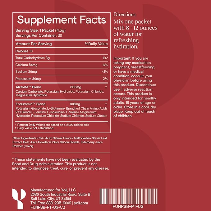 Yoli® Fun - Electrolyte Powder Packets - Hydration Powder Sugar-Free Electrolytes with Alkalete Blend