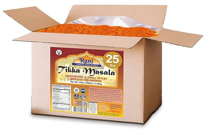 Rani Tikka Masala Indian 7-Spice Blend 400oz (25lbs) 11.36kg Bulk Box ~ All Natural | Salt-Free | Vegan | No Colors | Gluten Friendly | NON-GMO | Indian Origin