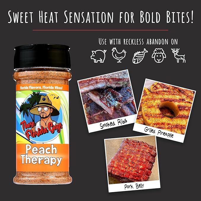 Peach Therapy Seasoning and Rub, 150g - Unique Blend of Sweet Peach, Floral Habanero & Savory Spice - Perfect Grilling & Smoke Seasoning for Pork, Chicken, Fish, Lamb, Fruit & More