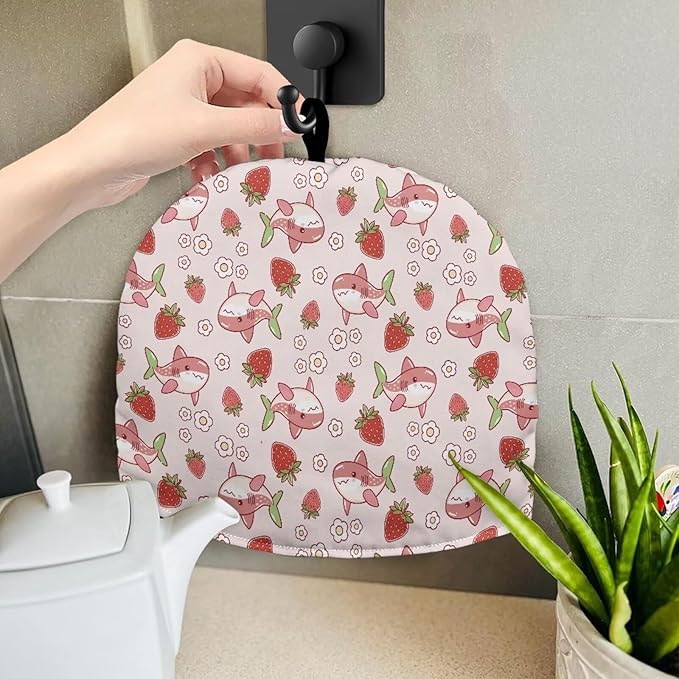 Large Tea Cozy for Teapot Pink Shark Print Extra Thick Tea Pot Cover Home Kitchen Decoration Insulated Teapot Cozy Dust Kitchen Accessories for Home Daily