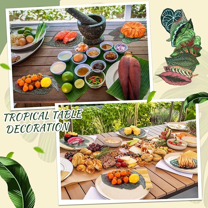 180 Pcs Parchment Paper Leaves, 8.66 in Charcuterie Board Tropical Parchment Paper Leaves Cheese Decorative Parchment for Table Festival Tropical Party Serving