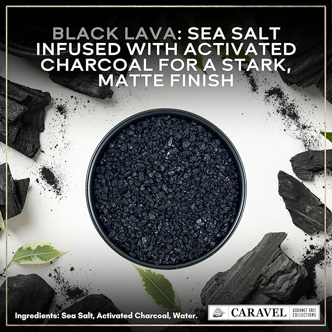 Infused Sea Salt Mega Sampler: Smoked Bacon Chipotle, Salt & Pepper, Garlic Herb, and Black Lava Sea Salts, 4 oz Jar 4-Pack, Caravel Gourmet