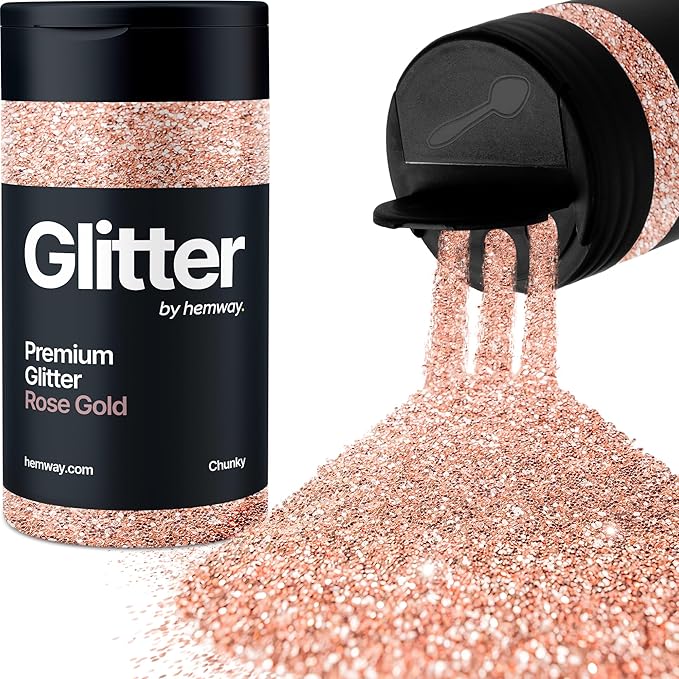 Hemway Premium Glitter Shaker - Rose Gold | 130g Chunky Metallic Flake Sequins for Resin & Epoxy Crafts | Craft Supplies for Tumblers, Festival, Art