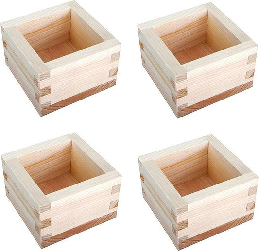 JapanBargain, Set of 4 Japanese Sake Masu Wooden Sake Cup, Cypress Hinoki Wood, Made in Japan, 4 ounce